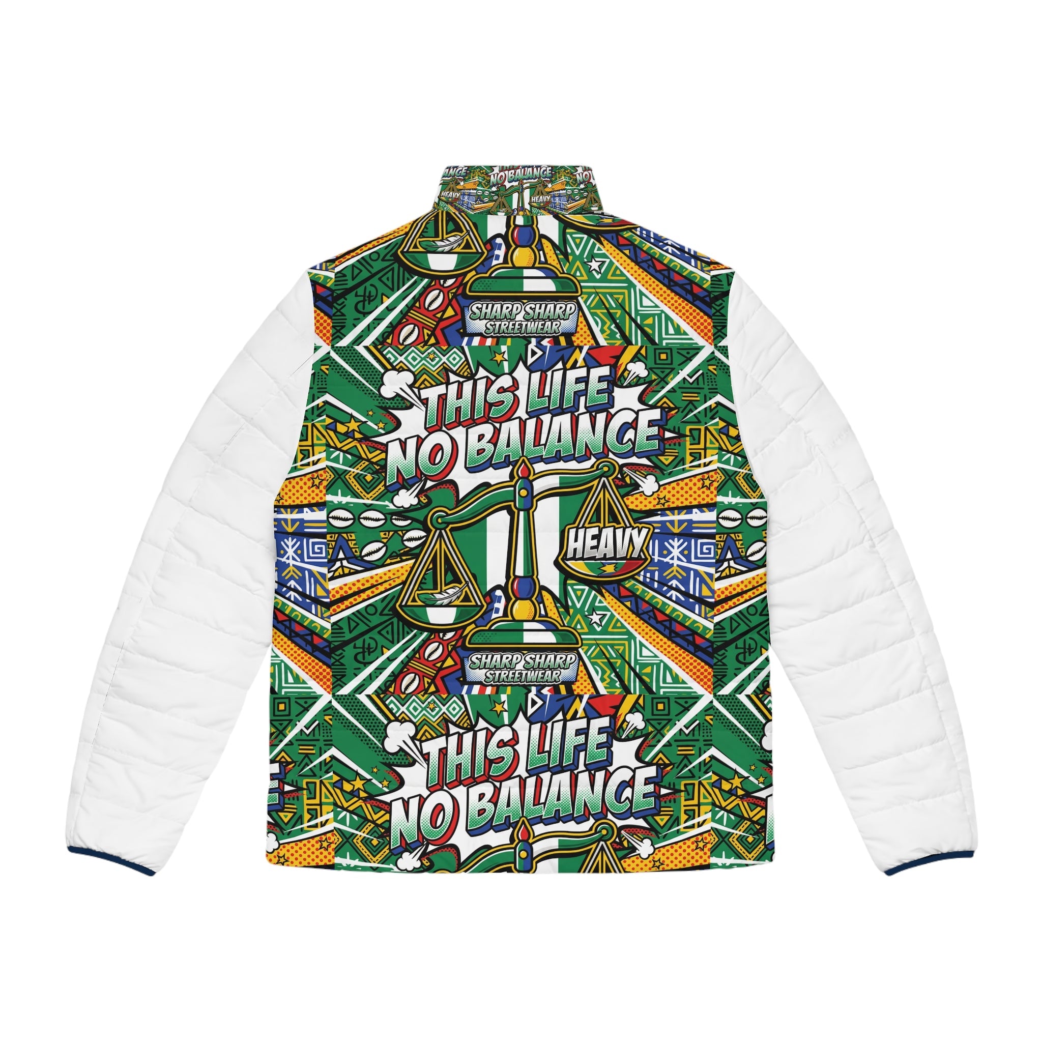 This Life No Balance Puffer Jacket — Graphic Mens Winter Coat