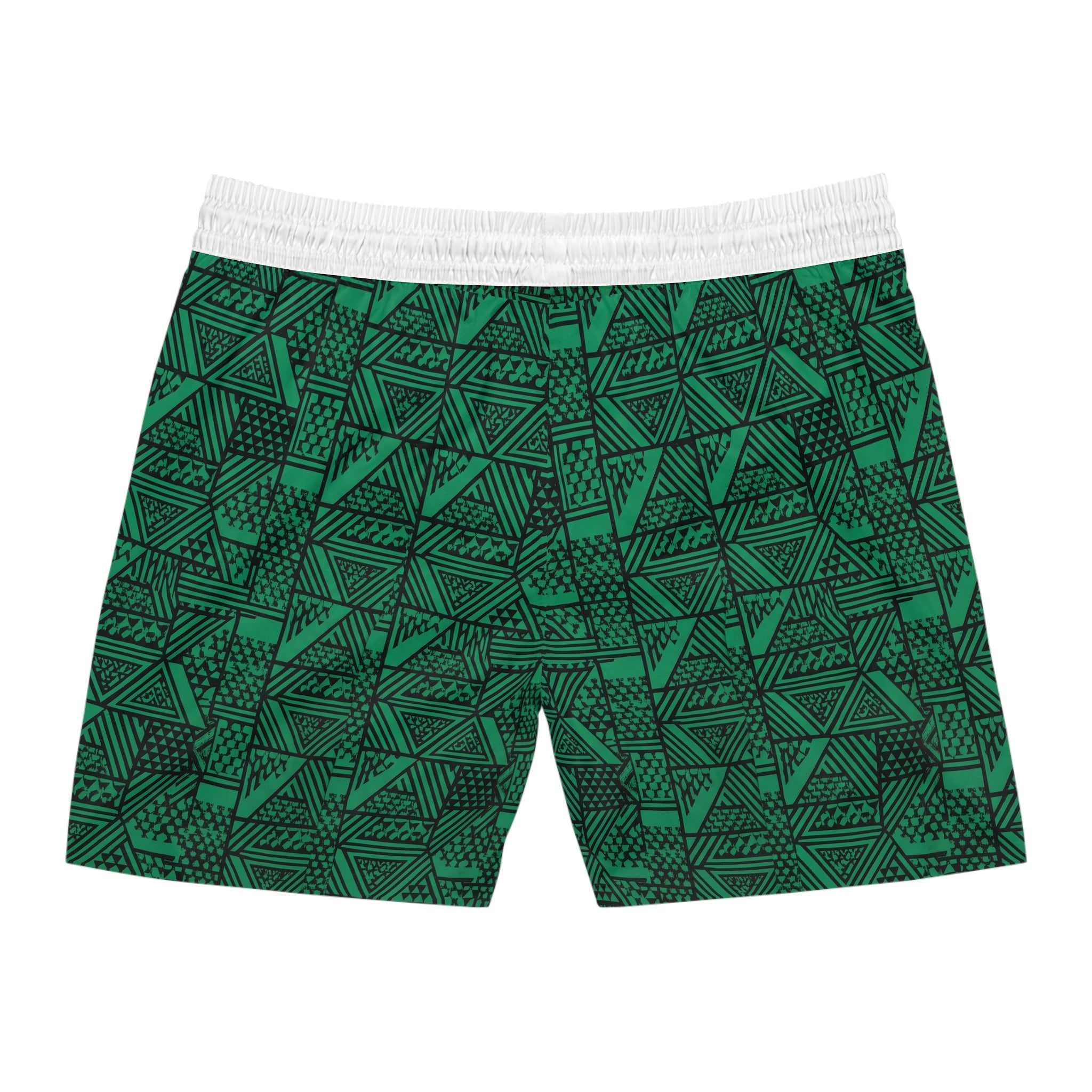 Men's Green Geometric Swim Shorts – Tribal Triangle Print
