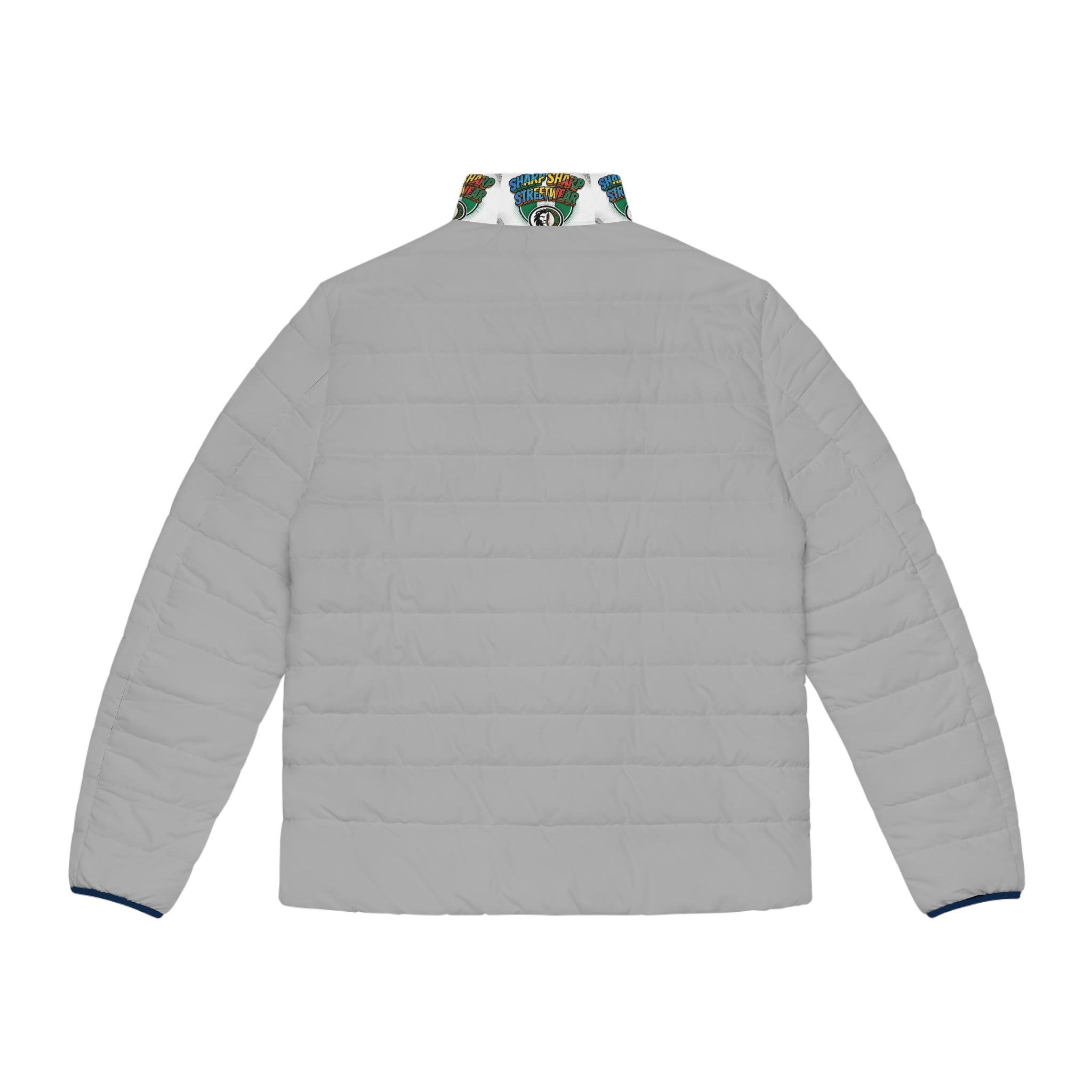 Puffer Jacket — Sharp Streetwear Logo All-Over Print