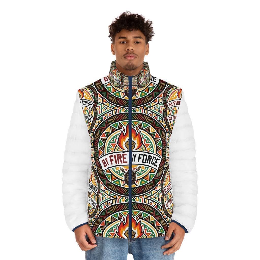 Fire By Force Tribal Mandala Puffer Jacket — Men's Quilted Outerwear