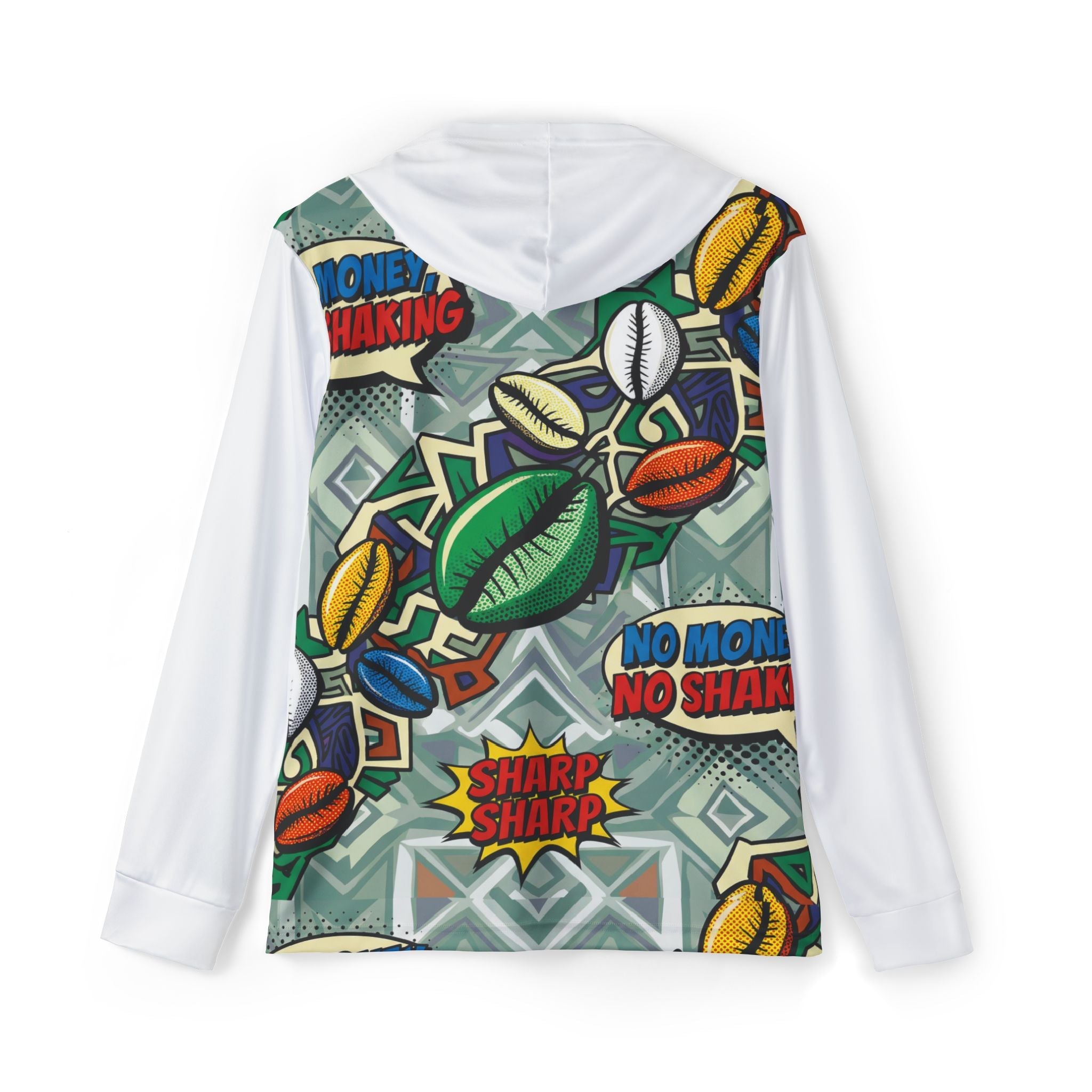 Graphic Sports Hoodie — 'No Money No Shaking' All-Over Print
