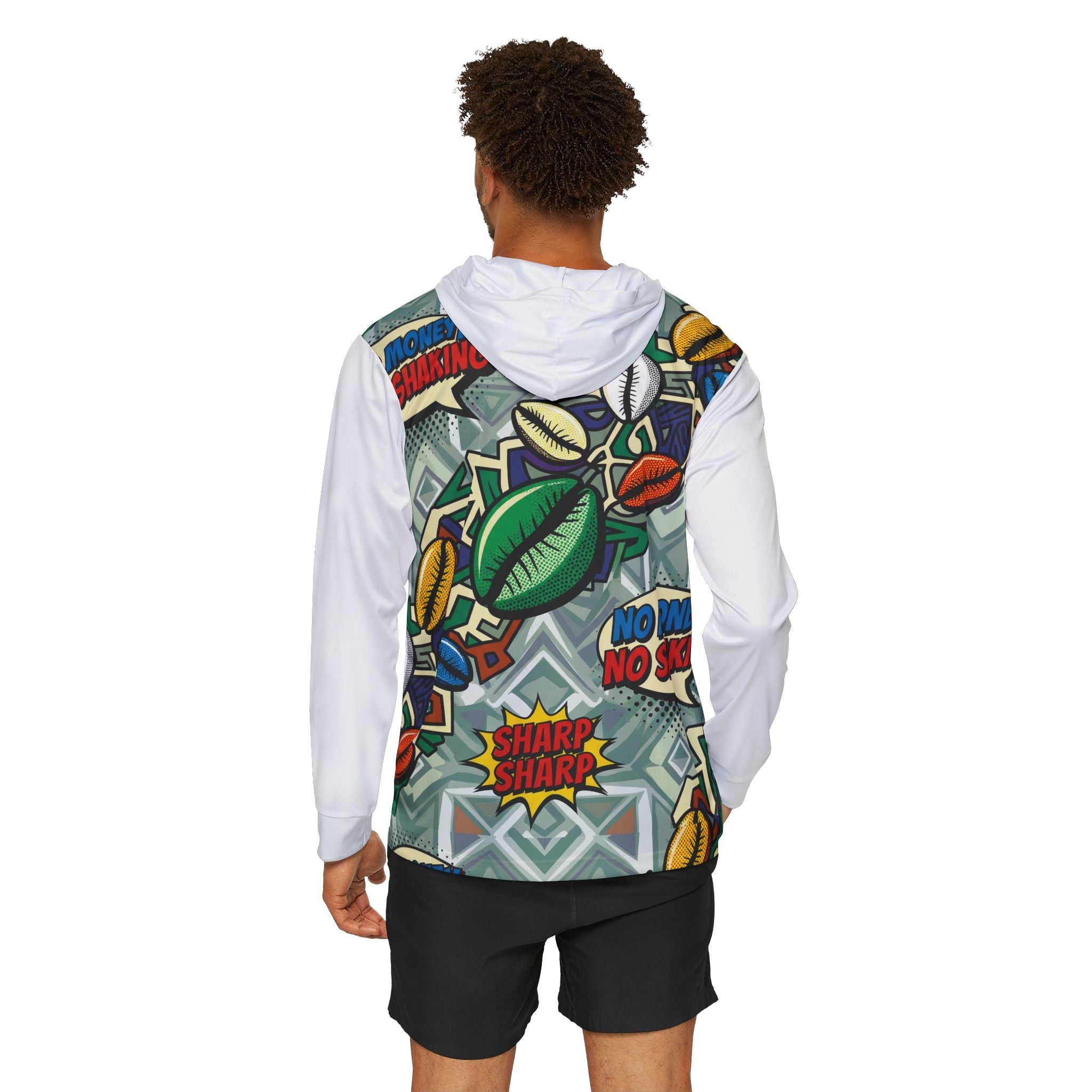 Graphic Sports Hoodie — 'No Money No Shaking' All-Over Print