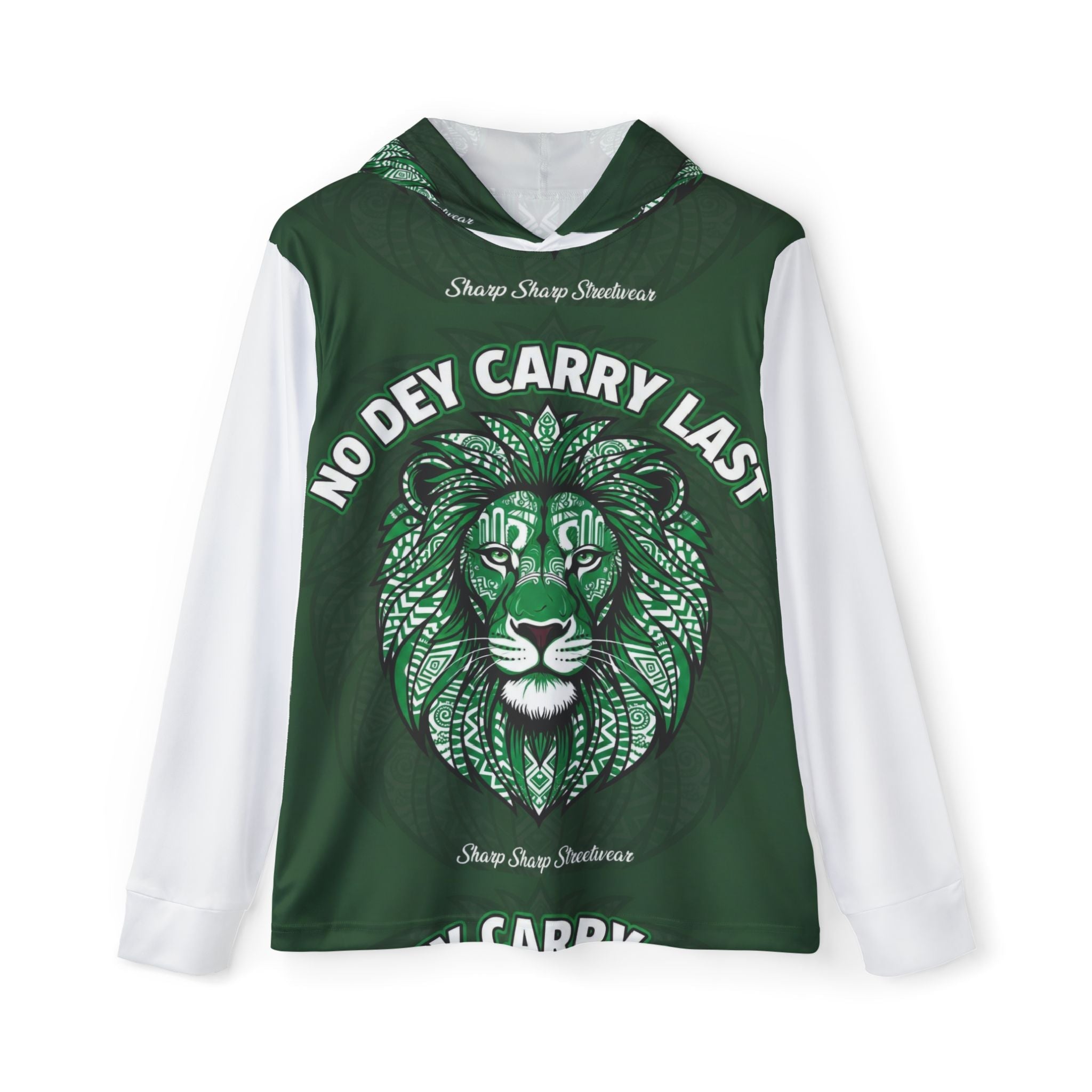 Lion Graphic Hoodie — "No Dey Carry Last" Motivational Sports Hoodie