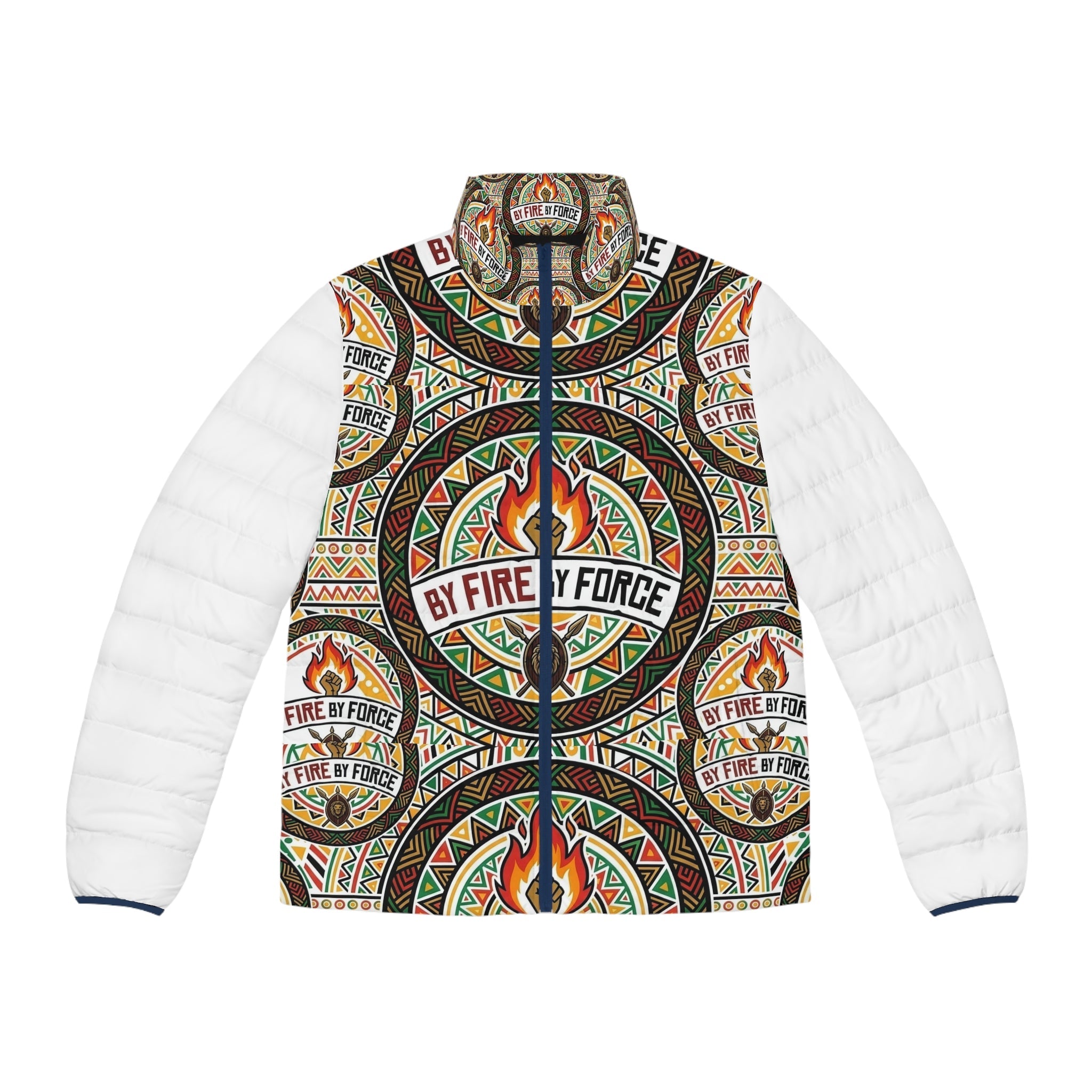 Fire By Force Tribal Mandala Puffer Jacket — Men's Quilted Outerwear