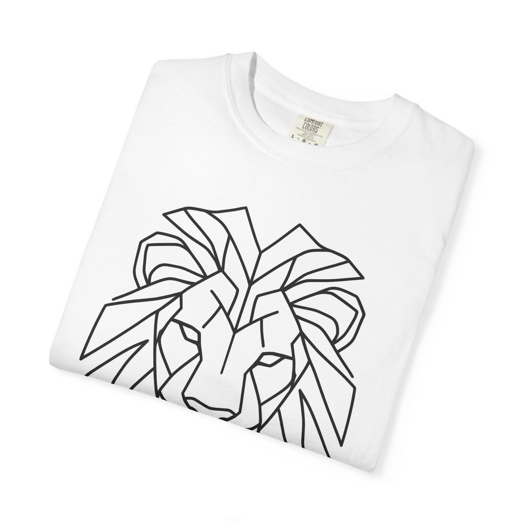 Geometric Lion T-Shirt — Bold Lion Face Graphic with 'SS' Initials