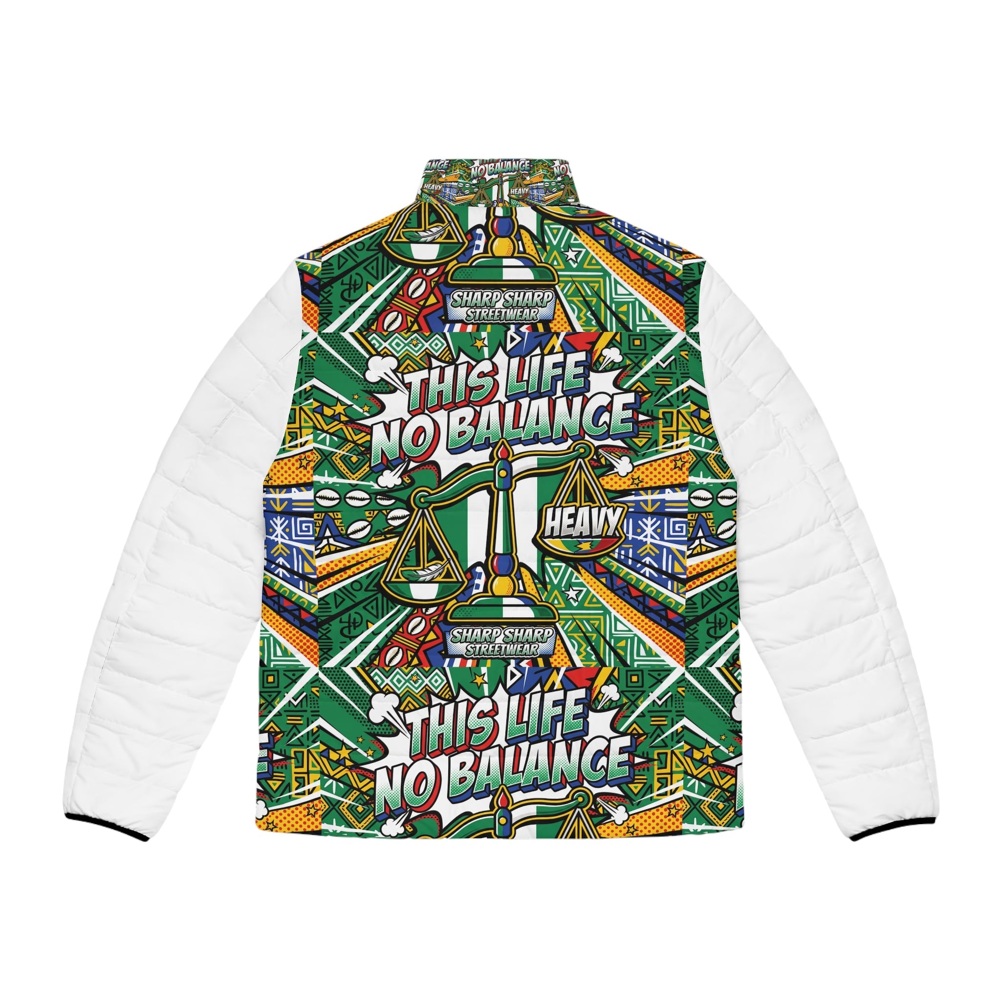 This Life No Balance Puffer Jacket — Graphic Mens Winter Coat