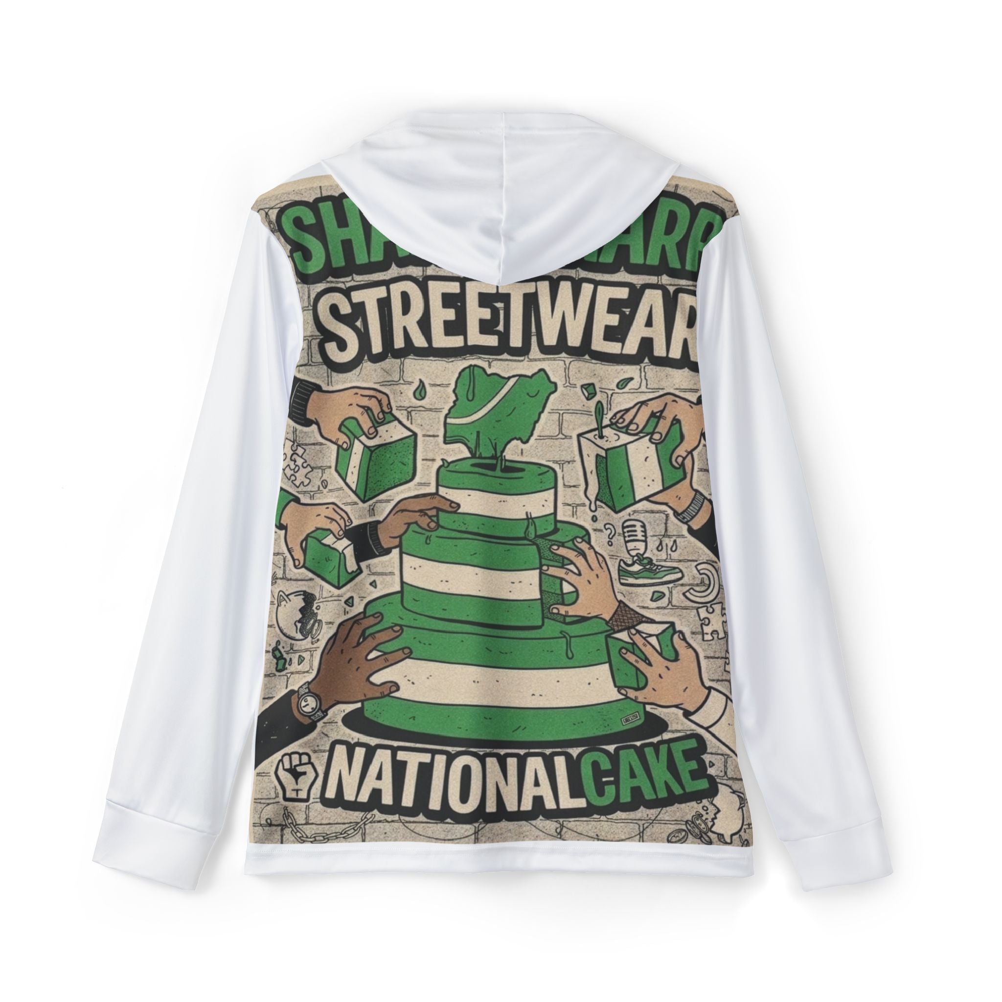 Streetwear Cake Graphic Hoodie — "Sharp Streetwear National Cake" Men's Warmup Hoodie