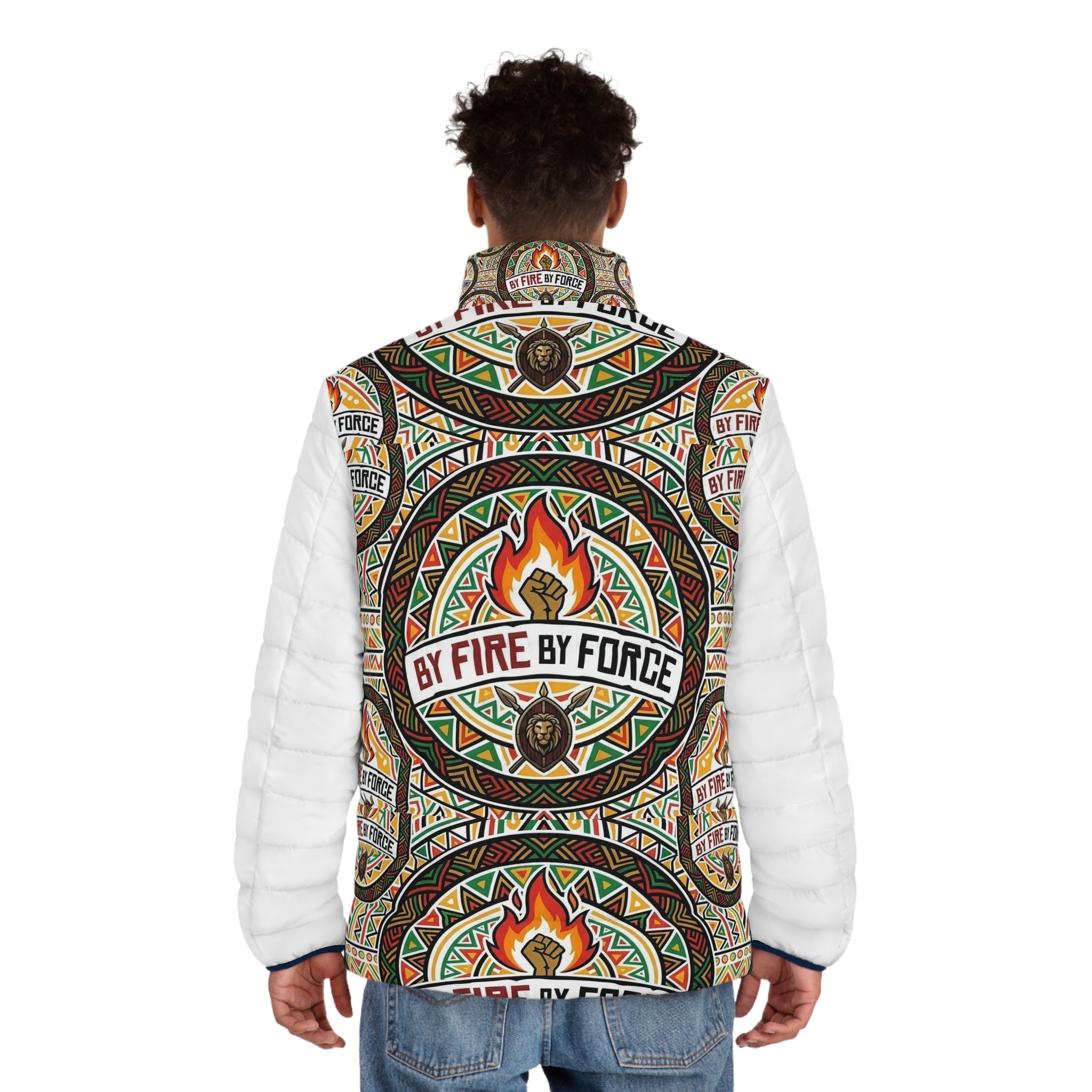 Fire By Force Tribal Mandala Puffer Jacket — Men's Quilted Outerwear