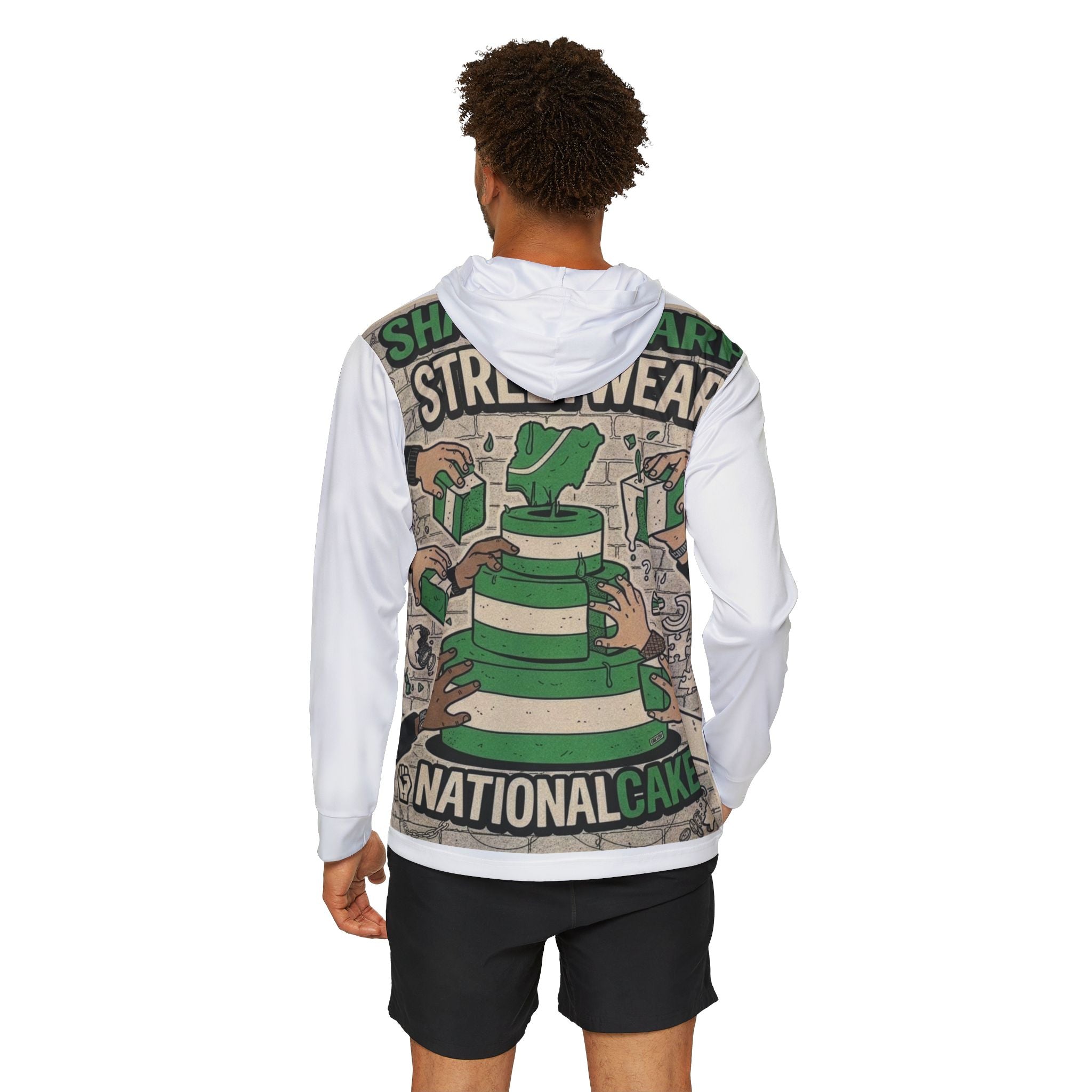 Streetwear Cake Graphic Hoodie — "Sharp Streetwear National Cake" Men's Warmup Hoodie