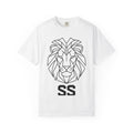 Geometric Lion T-Shirt — Bold Lion Face Graphic with 'SS' Initials